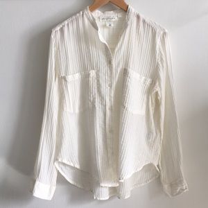 Linen Button Up with Gold Threads